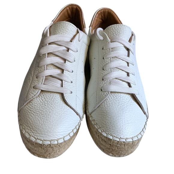 Dalson Espadrilles White Leather Lace Up Jute Platform Sneakers Sz 6/EU37 - Picture 5 of 12